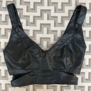 Cropped Leather Bra Top